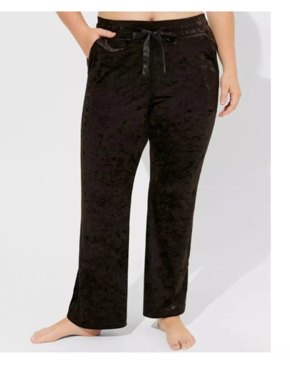 NWT Torrid Black Crushed Velour Velvet Bootcut Flare Lounge Sleep Pants 1X